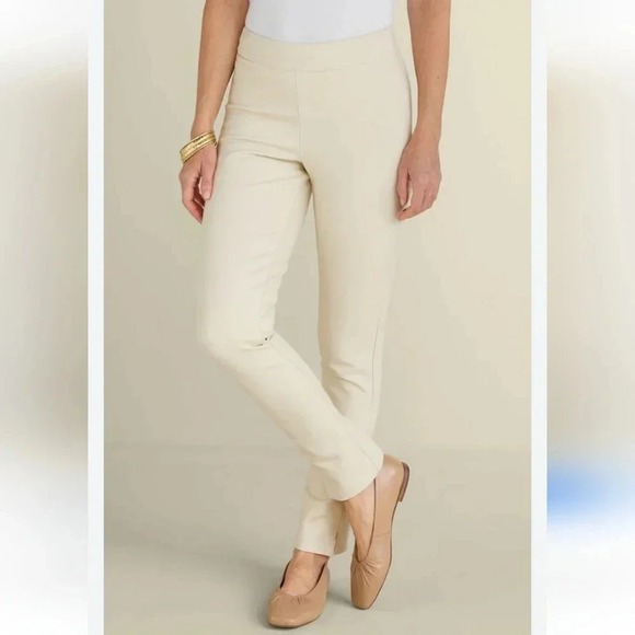 SOFT SURROUNDINGS Womens Ponte Slim Pull On Pants Small 4-6 Comfy Preppy - Picture 1 of 6